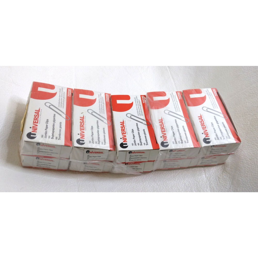 Universal Smooth Finish Paper Clips 10 Boxes 1000 Silver 1 7/8"